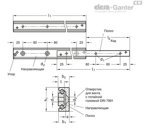 GN 2404 Телескопические линейные направляющие | Elesa+Ganter